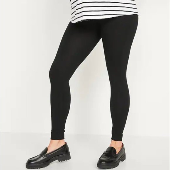 Old Navy Black Maternity Full-Panel Jersey Leggings, Small - Picture 1 of 7